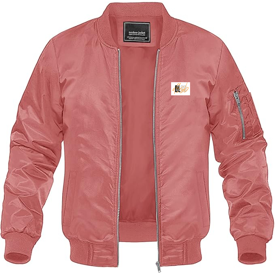 Men's DLSB Logo Lightweight Bomber Jacket Windbreaker Softshell Varsity Jacket Coat