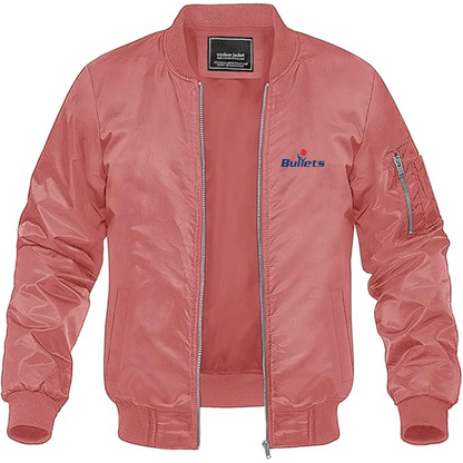 Men's Baltimore Bullets Logo Lightweight Bomber Jacket Windbreaker Softshell Varsity Jacket Coat
