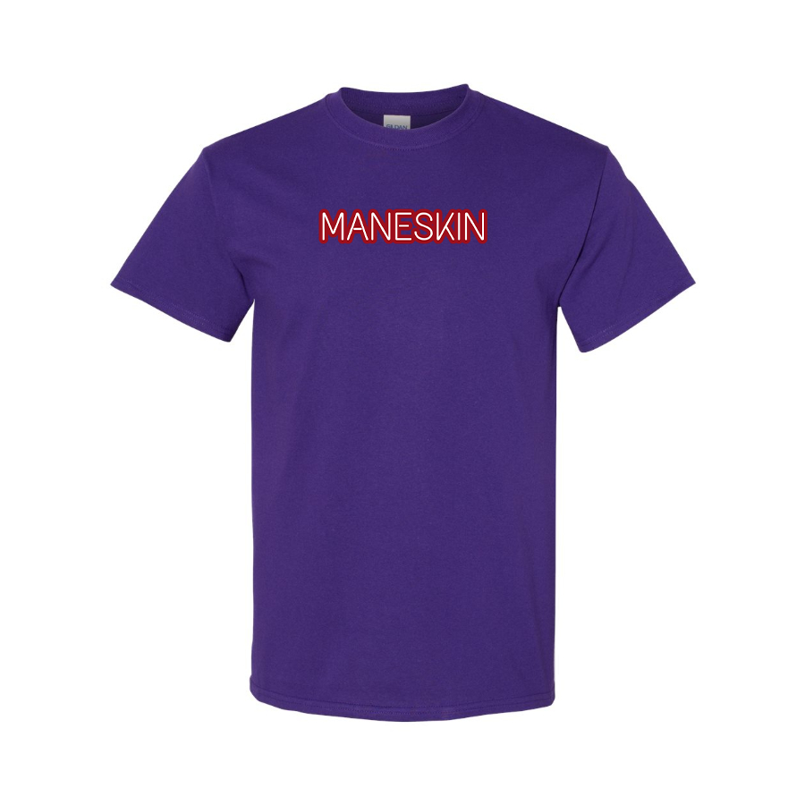 Men's Maneskin Red Neon Letter Logo Cotton T-Shirt