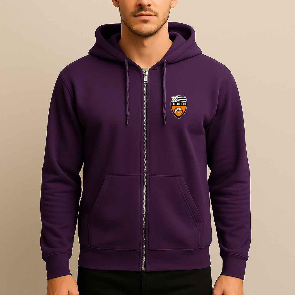 Men's FC Lorient Soccer Logo Zipper Hoodie