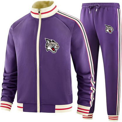 Men's Davidson Wildcats  Two Piece Designer Tracksuit with Bold Striped Accents and Zippered Front Elevated Athletic