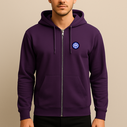 Men's Inter Milan 2025 Soccer Logo Zipper Hoodie