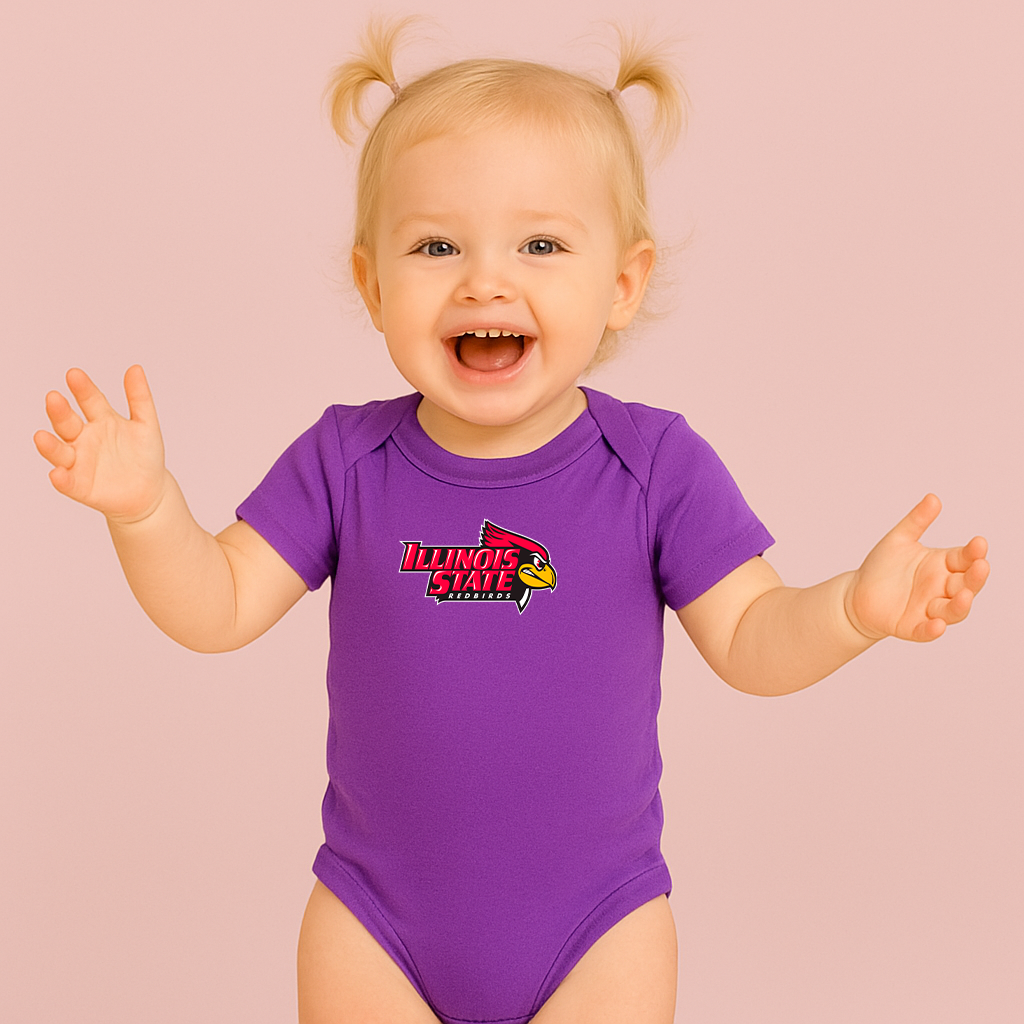 Illinois State Redbirds Logo Baby Romper Onesie