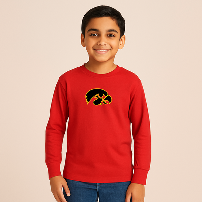 Youth Iowa Hawkeyes Logo Cotton Long Sleeve T-Shirt