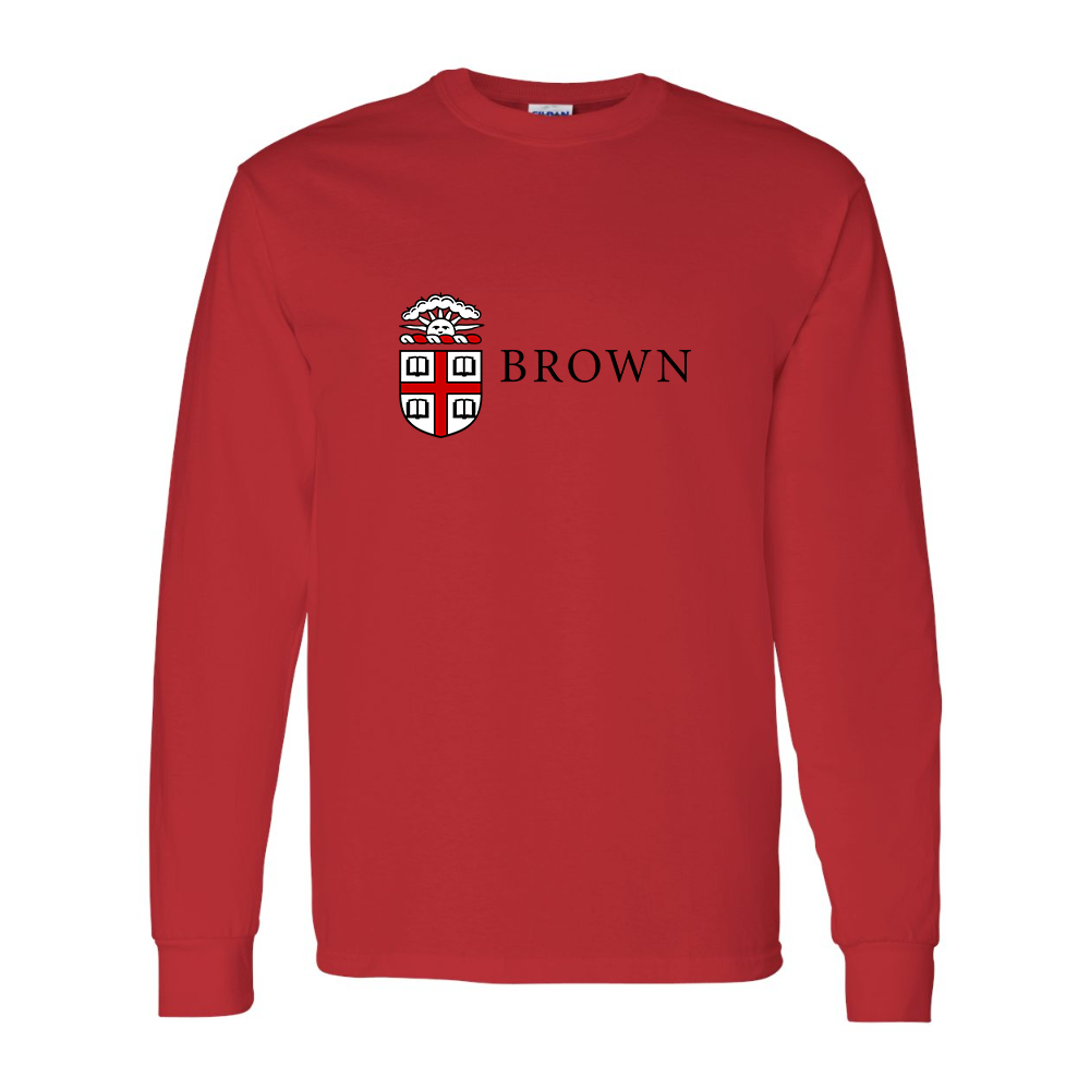 Men's Brown University Gildan Heavy Cotton Long Sleeve T-Shirt