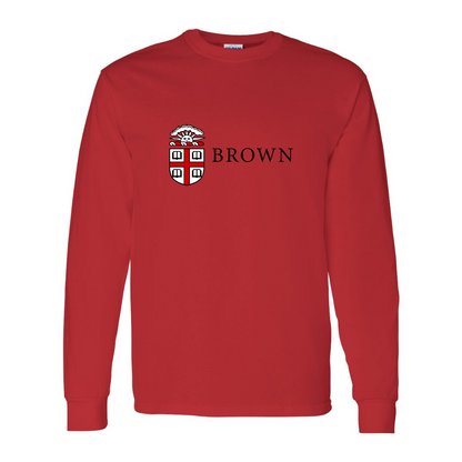Men's Brown University Gildan Heavy Cotton Long Sleeve T-Shirt