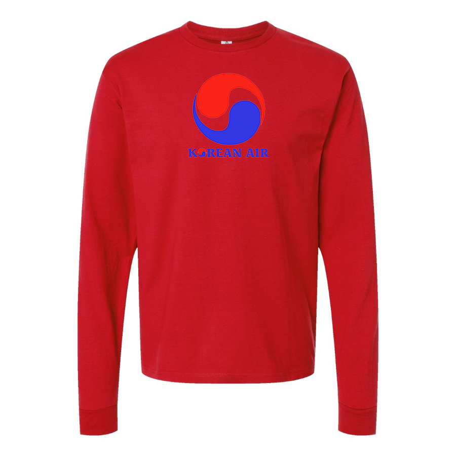 Men's Korean Air Logo Cotton Long Sleeve T-Shirt