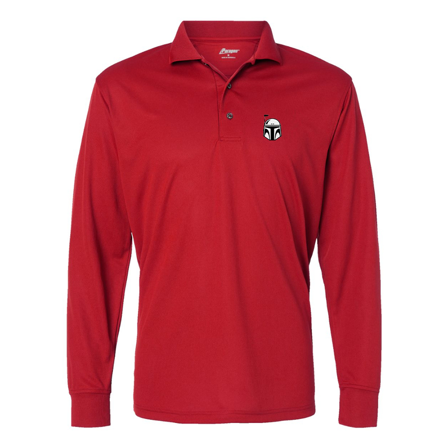 Men's Star Wars Boba Fett Helmet  Paragon Prescott Long Sleeve Polo