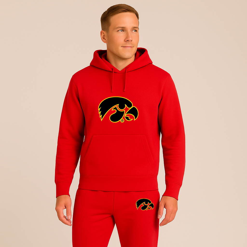 Men's Iowa Hawkeyes Logo Hoodie Joggers Set