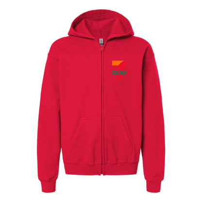 Gildan Heavy Blend Youth 7 Eleven Logo Full Zip Hooded Sweatshirt