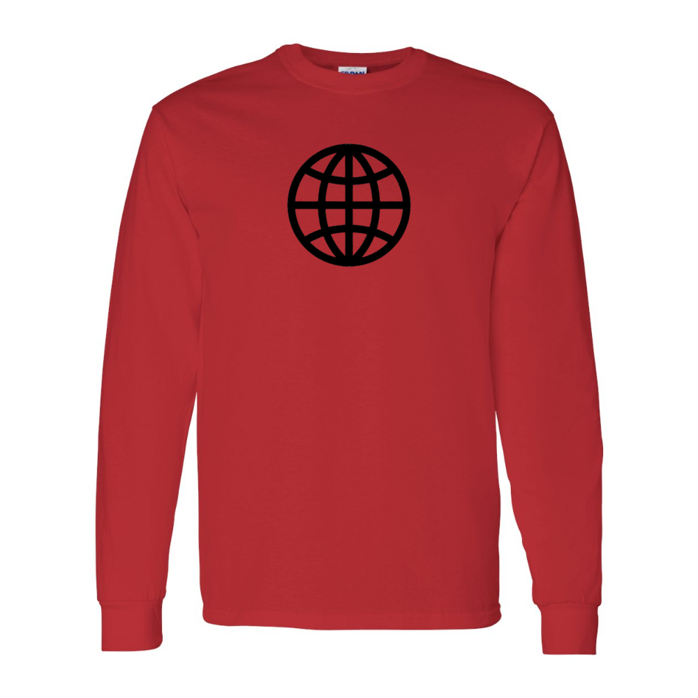 Men's  Internet Globe Gildan Heavy Cotton Long Sleeve T-Shirt