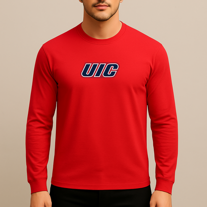 Men's Illinois Chicago Flames Logo Long Sleeve T-Shirt