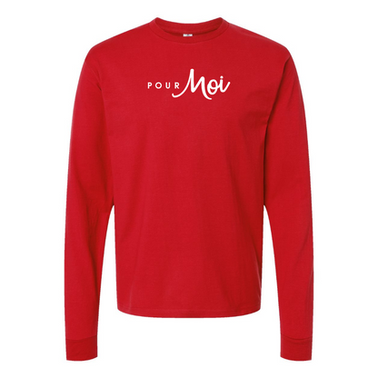 Men's  Pour Moi Logo  Cotton Long Sleeve T-Shirt