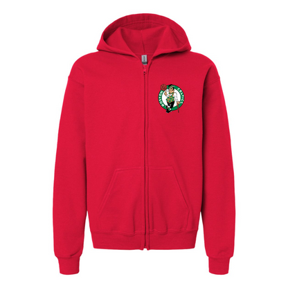 Gildan Heavy Blend Youth Boston Celtics Logo Full Zip Hooded Sweatshirt
