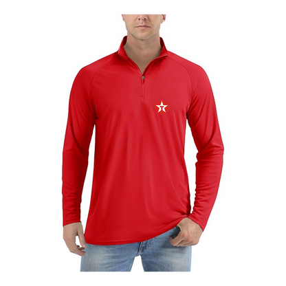 Men's Texaco Logo  Lightweight Quarter-Zip Athletic Shirt Long Sleeve Performance Wear