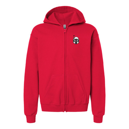 Youth Star Wars Boba Fett Helmet  Gildan Heavy Blend Full Zip Hooded Sweatshirt