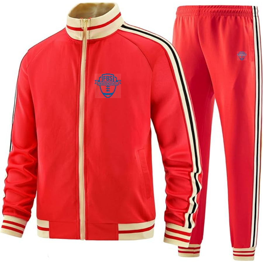 Men's  Division I FBS Independents Two Piece Designer Tracksuit with Bold Striped Accents and Zippered Front Elevated Athletic