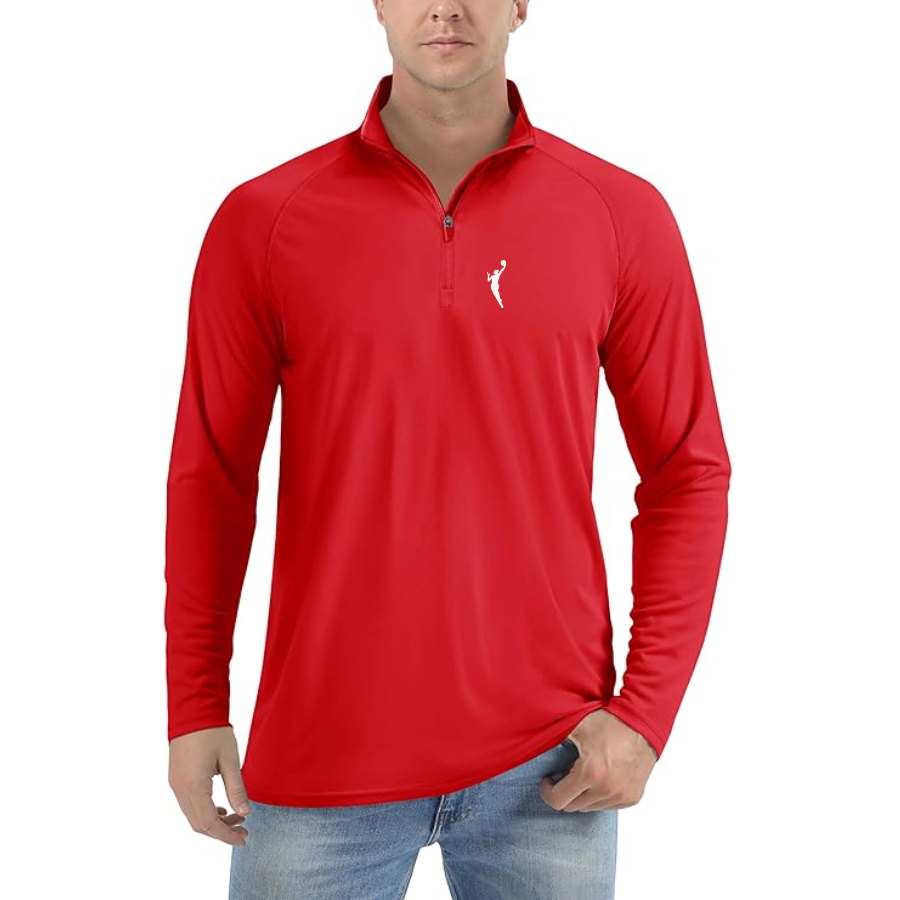 Men's WNBA Symbol Logo Lightweight Quarter-Zip Athletic Shirt Long Sleeve Performance Wear