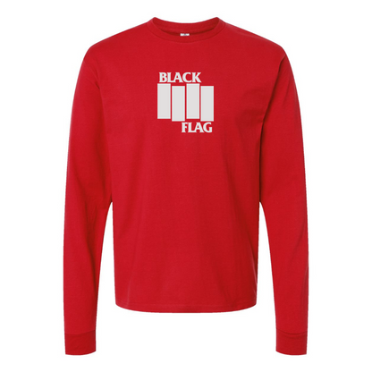 Men's Black Flag Logo Cotton Long Sleeve T-Shirt