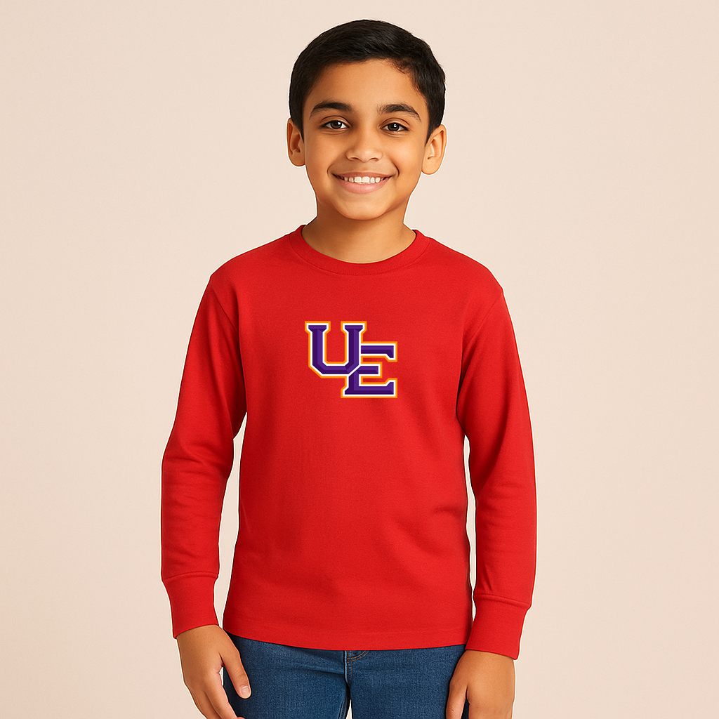 Youth Evansville Purple Aces Logo Cotton Long Sleeve T-Shirt