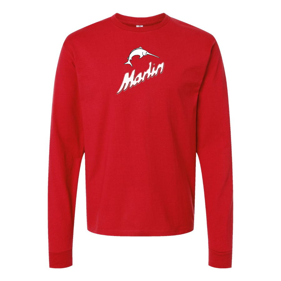 Men's Marlin Logo Cotton Long Sleeve T-Shirt