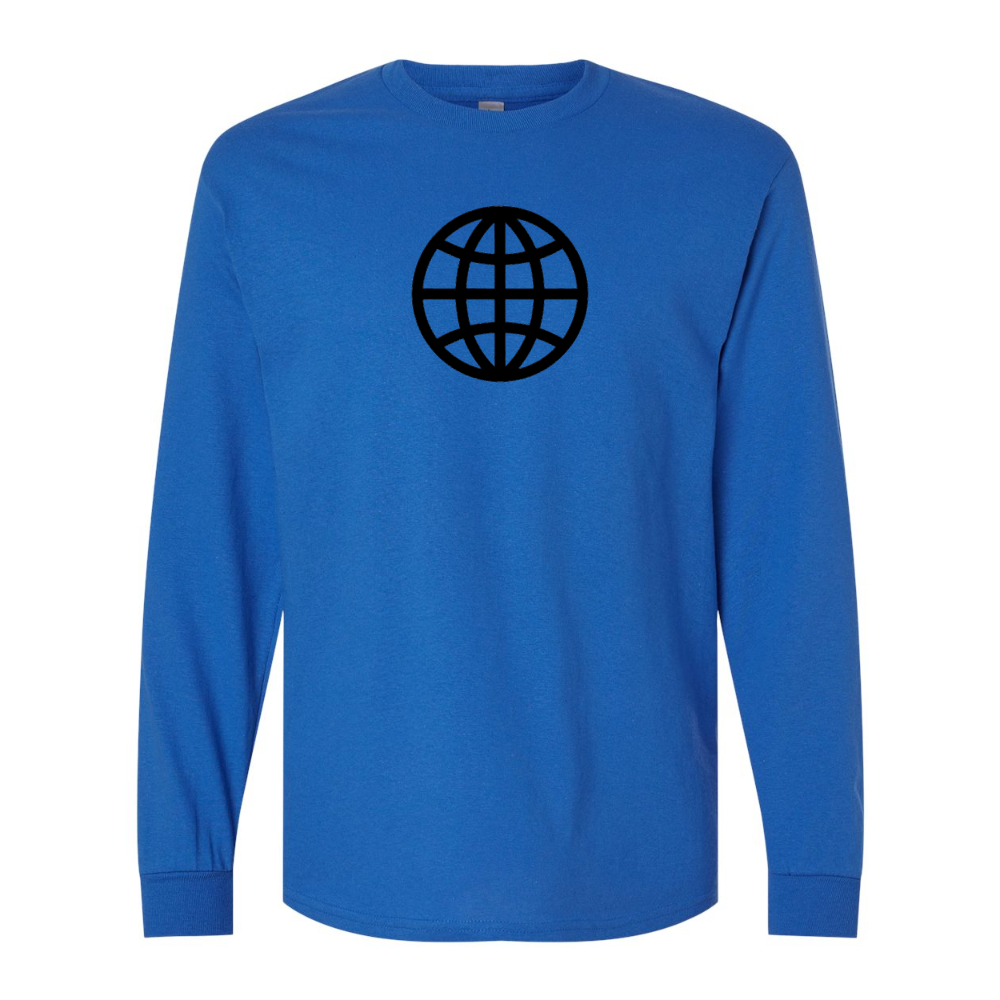 Men's  Internet Globe Gildan Heavy Cotton Long Sleeve T-Shirt