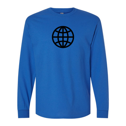 Men's  Internet Globe Gildan Heavy Cotton Long Sleeve T-Shirt