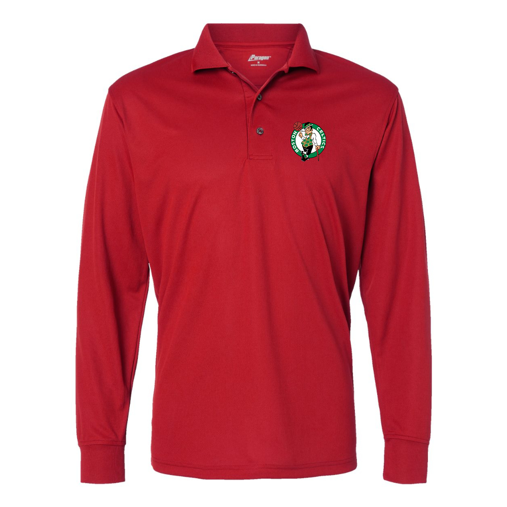 Men's Boston Celtics Logo Paragon Prescott Long Sleeve Polo