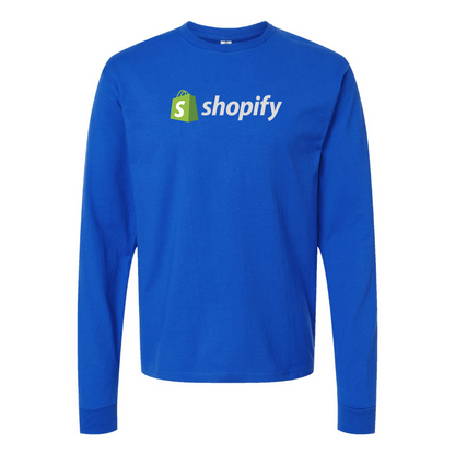Men's Shopify Logo Cotton Long Sleeve T-Shirt