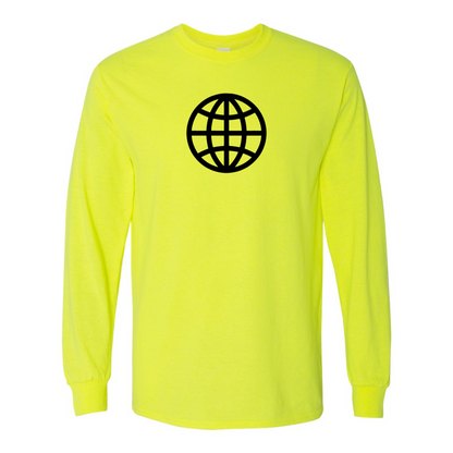 Men's  Internet Globe Gildan Heavy Cotton Long Sleeve T-Shirt