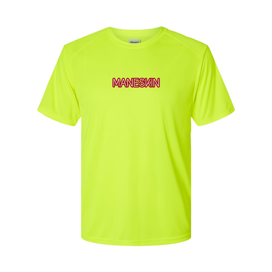 Men's Maneskin Red Neon Letter Logo Performance T-Shirt