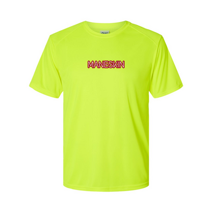 Men's Maneskin Red Neon Letter Logo Performance T-Shirt