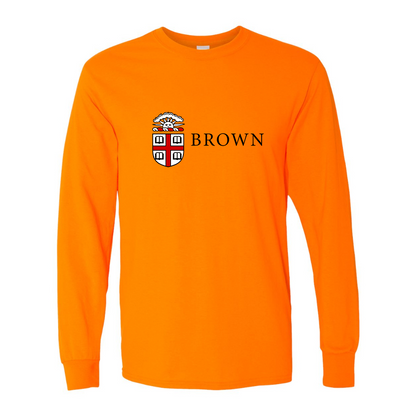 Men's Brown University Gildan Heavy Cotton Long Sleeve T-Shirt