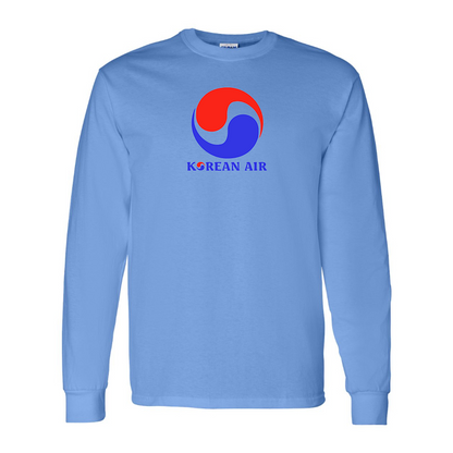 Men's Korean Air Logo Cotton Long Sleeve T-Shirt
