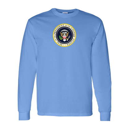 Men's USA President Seal Logo Cotton Long Sleeve T-Shirt
