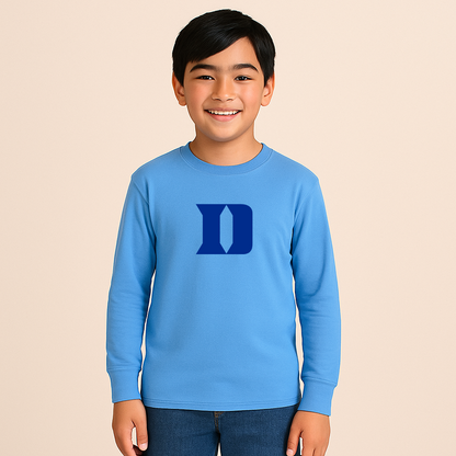 Youth Duke Blue Devils Logo Cotton Long Sleeve T-Shirt