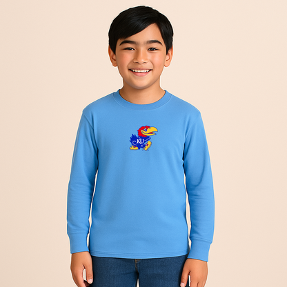 Youth Kansas Jayhawks Logo Cotton Long Sleeve T-Shirt