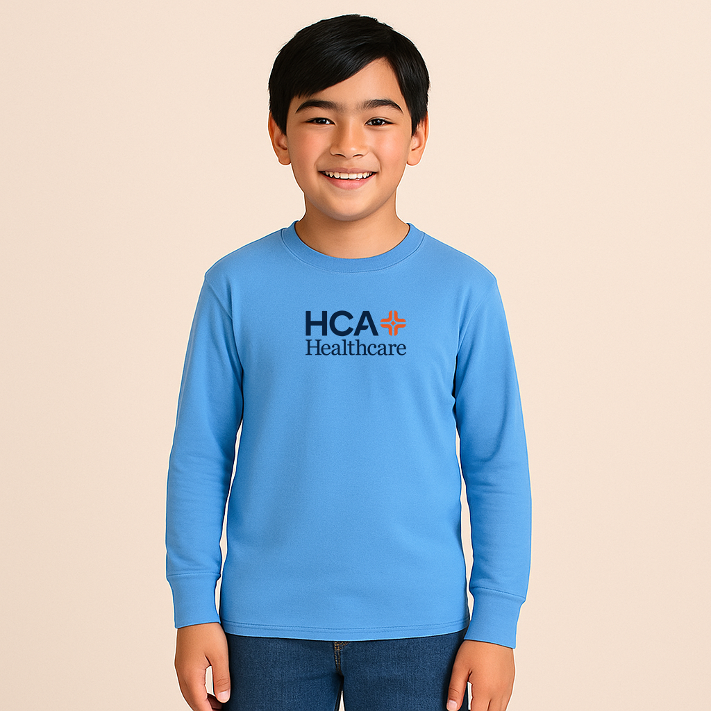 Youth HCA Healthcare Logo Cotton Long Sleeve T-Shirt
