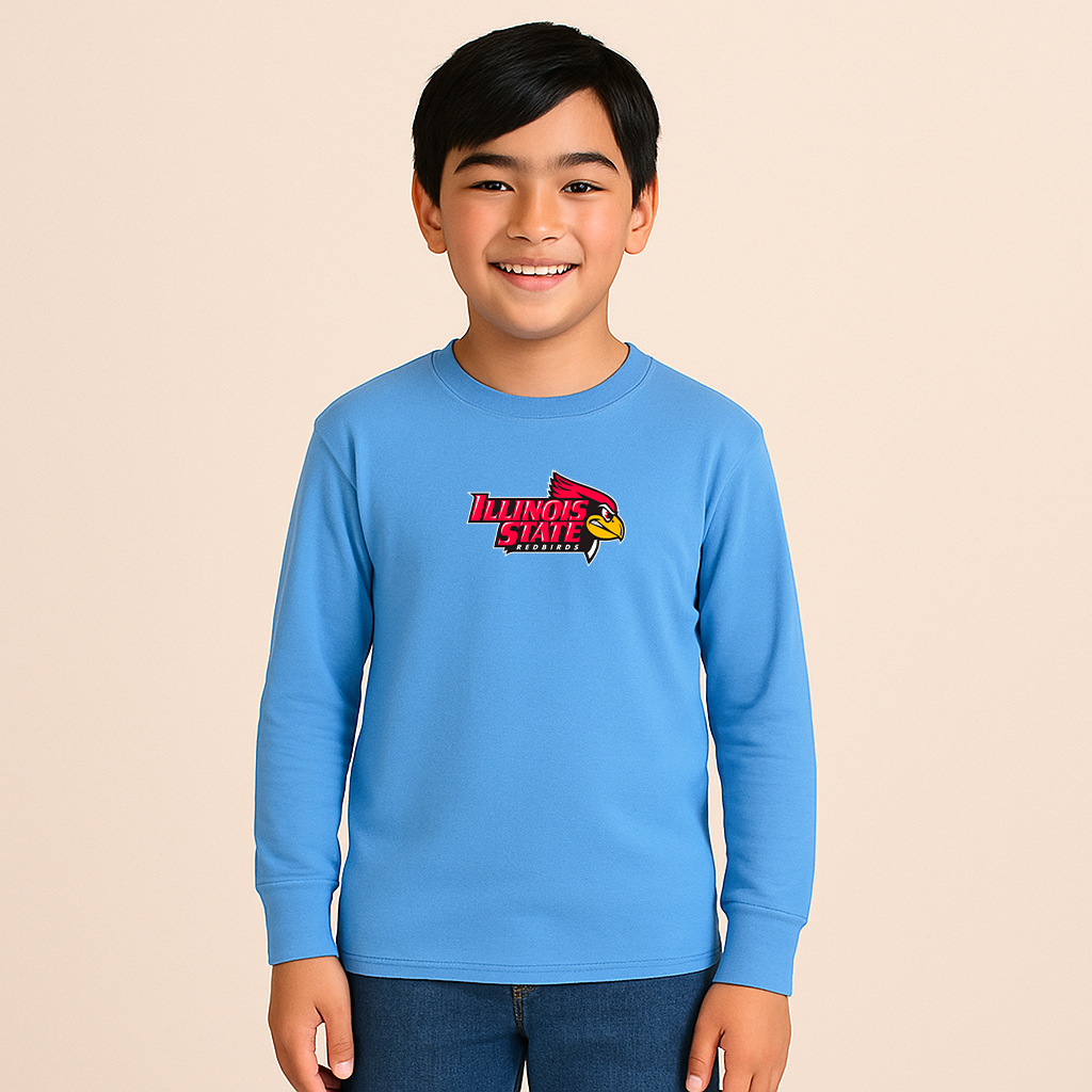 Youth Illinois State Redbirds Logo Cotton Long Sleeve T-Shirt