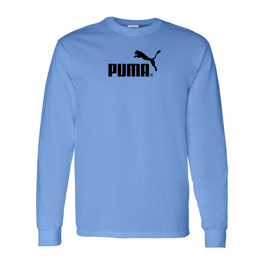 Men's Puma Logo Cotton Long Sleeve T-Shirt