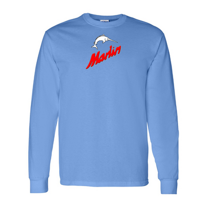 Men's Marlin Logo Cotton Long Sleeve T-Shirt