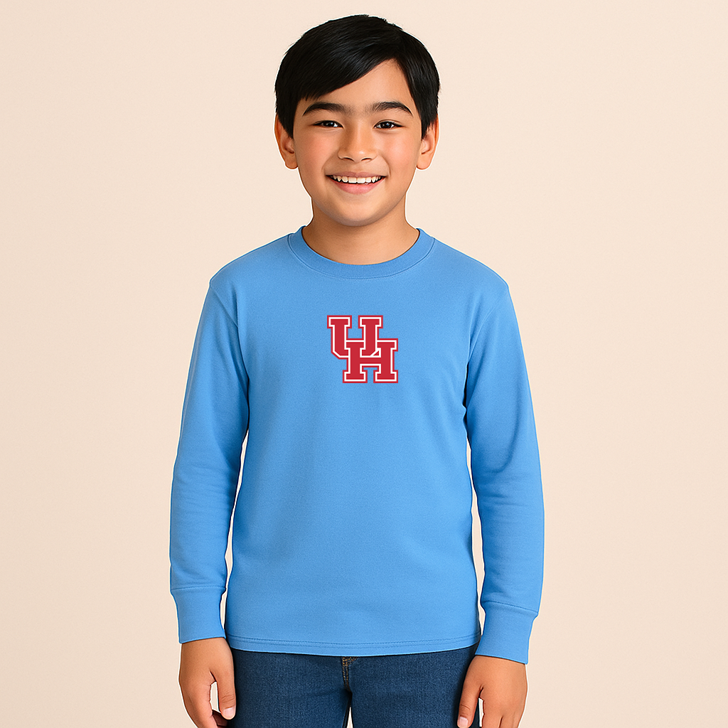 Youth Houston Cougars Logo Cotton Long Sleeve T-Shirt