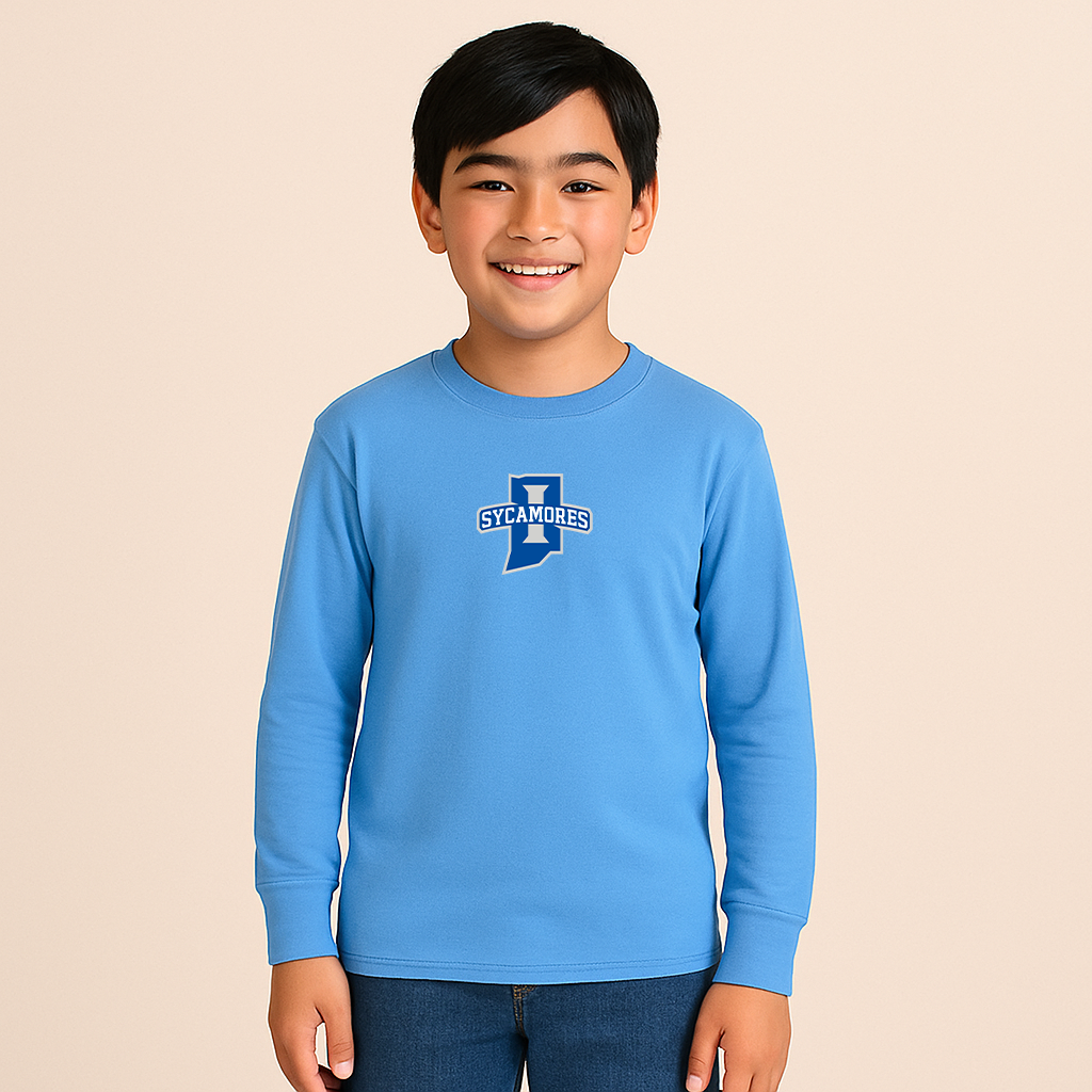 Youth Indiana State Sycamores Logo Cotton Long Sleeve T-Shirt