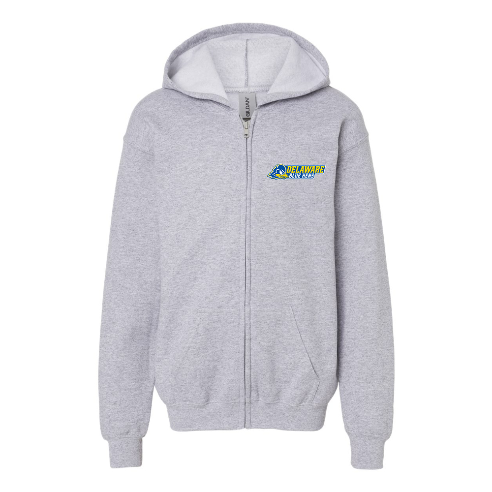 Youth Delaware Blue Hens Gildan Heavy Blend Full Zip Hooded Sweatshirt
