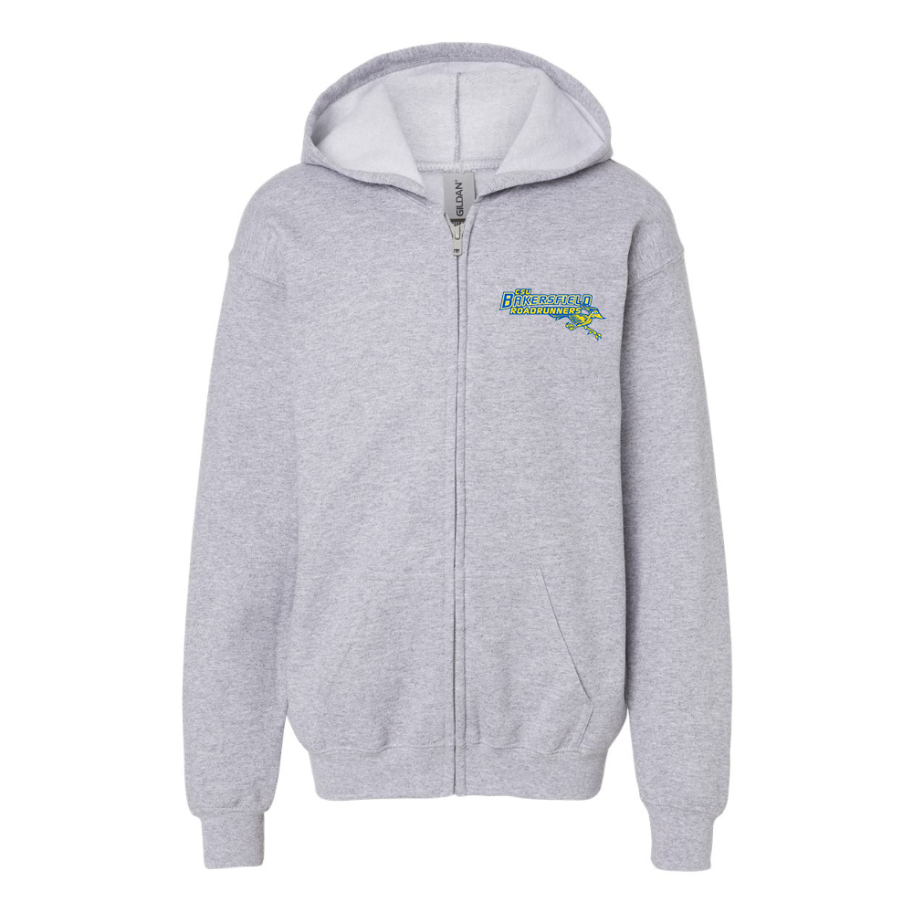 Youth CSU-Bakersfield Roadrunners Gildan Heavy Blend Full Zip Hooded Sweatshirt