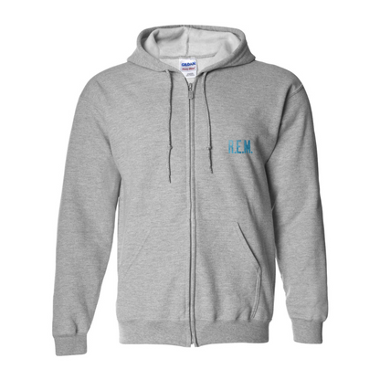 Men's R.E.M. Blue Gildan  Heavy Blend Full Zip Hooded Sweatshirt