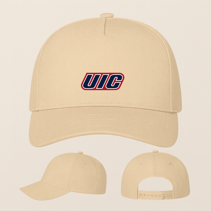 Illinois Chicago Flames Logo Five Panel Twill Snapback Cap