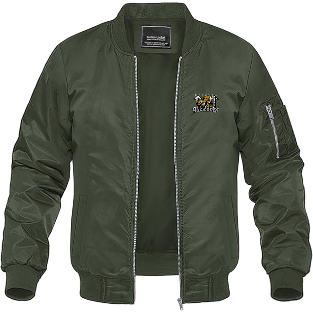 Men's Batavia  Muckdogs Logo Lightweight Bomber Jacket Windbreaker Softshell Varsity Jacket Coat
