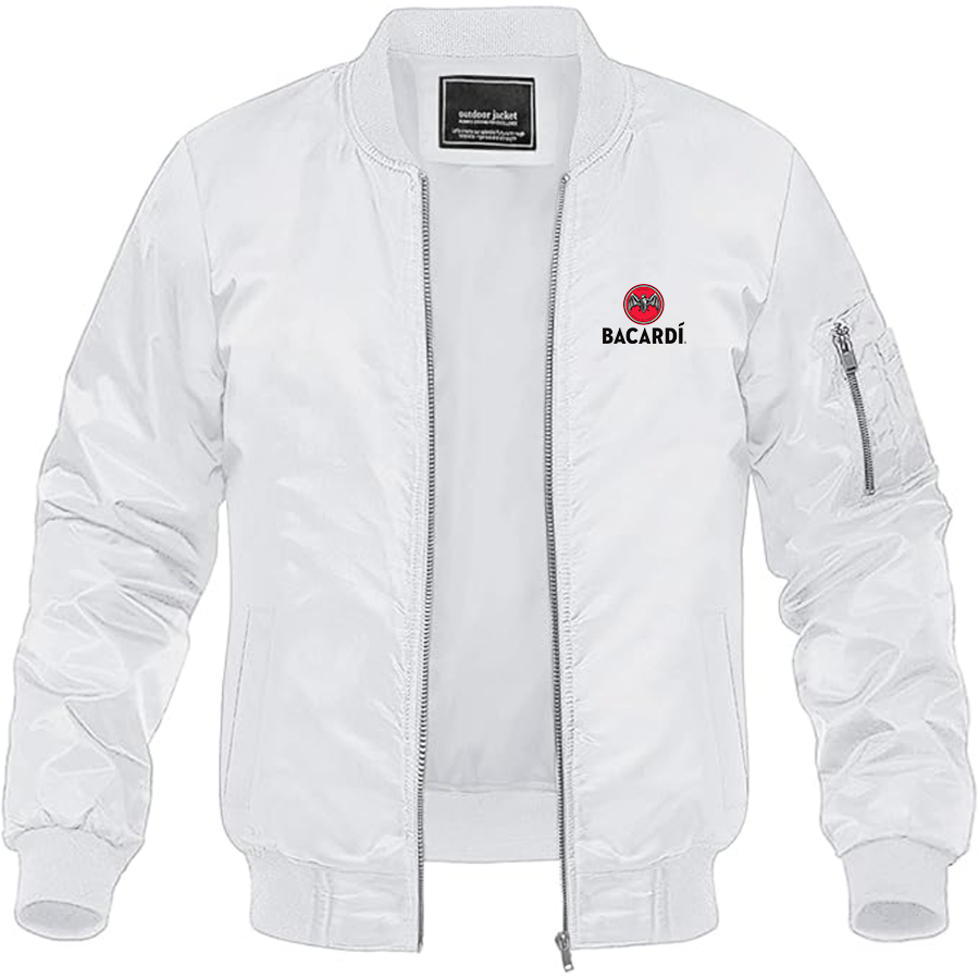 Men's Bacardi Logo Lightweight Bomber Jacket Windbreaker Softshell Varsity Jacket Coat
