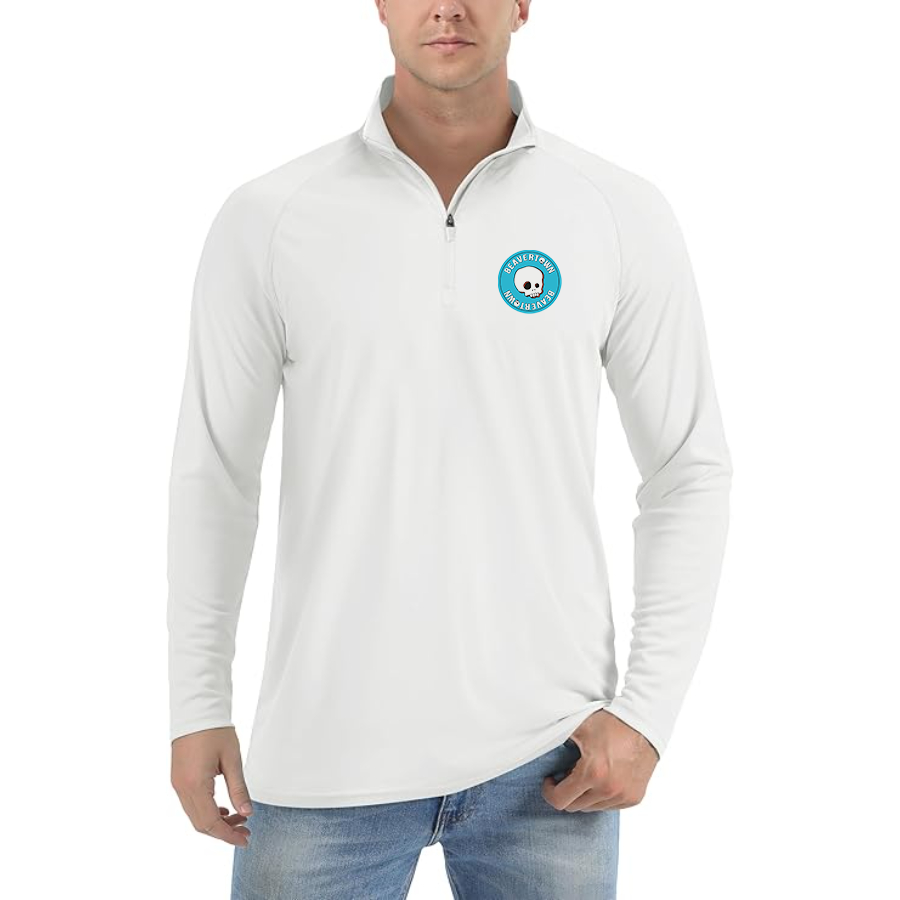 Men's Beavertown Brewery Logo Lightweight Quarter-Zip Athletic Shirt Long Sleeve Performance Wear